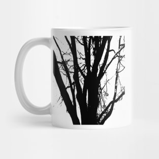 Tree, in black and white line drawing. Mug